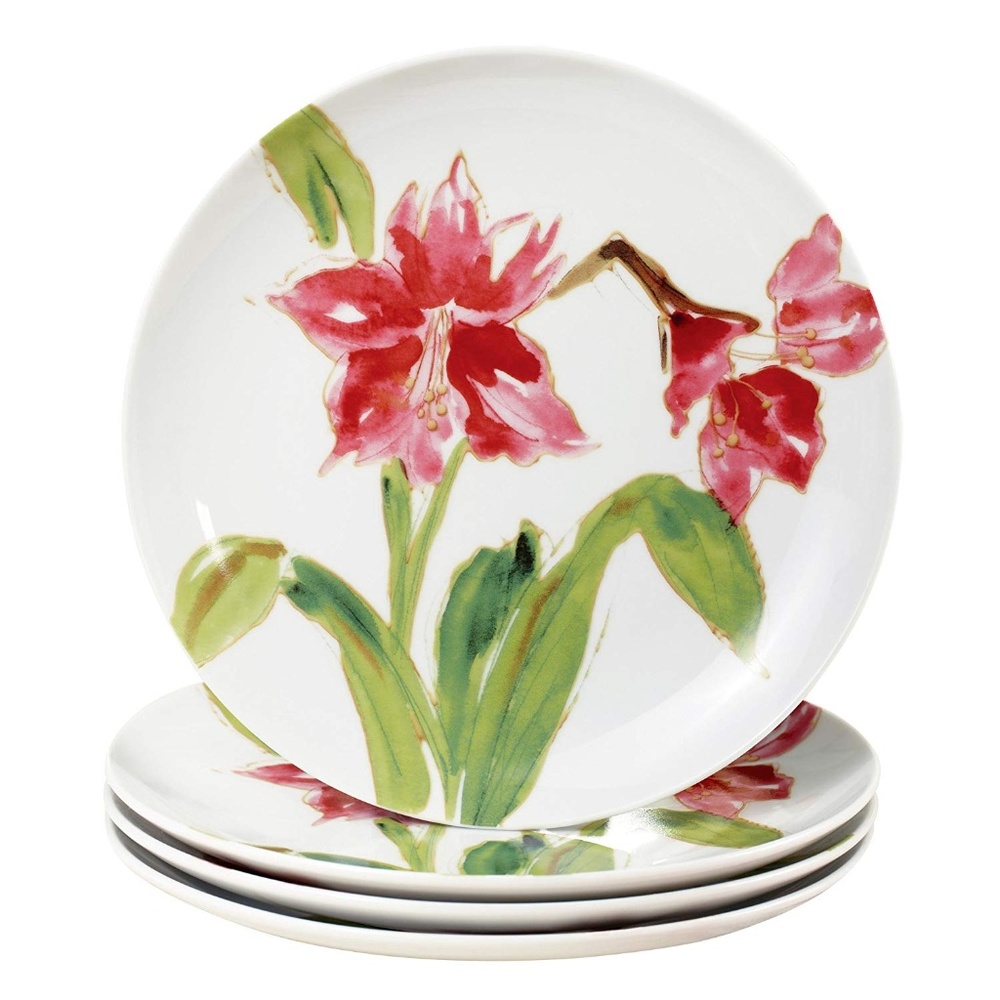 Paula Deen Collection Amaryllis Dessert Plate Set of 4 In Gift Box